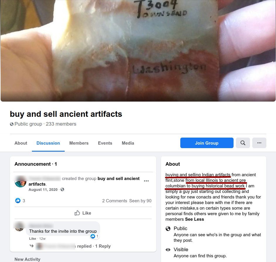 buy-sell ancient artifacts group